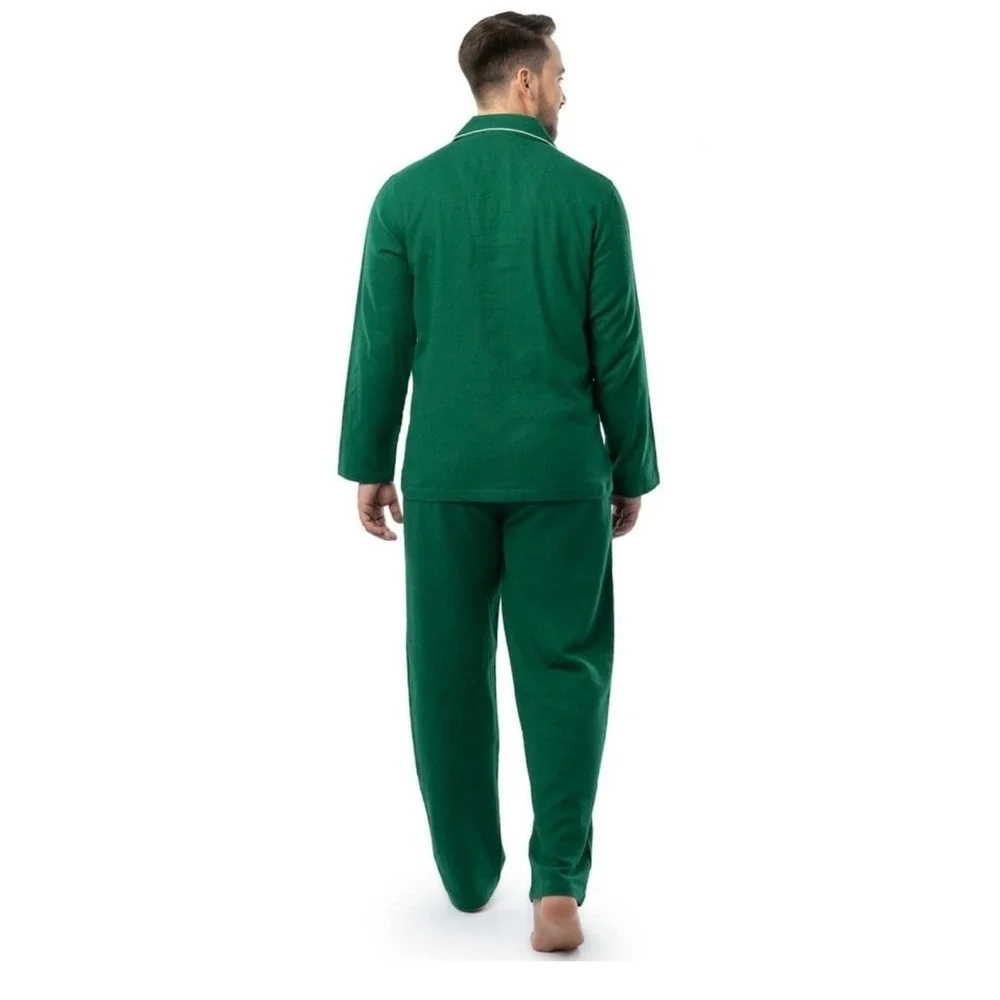 Fruit of the Loom Mens Flannel Pajama Set Hunter Green XL Sleepwear 2-Piece New